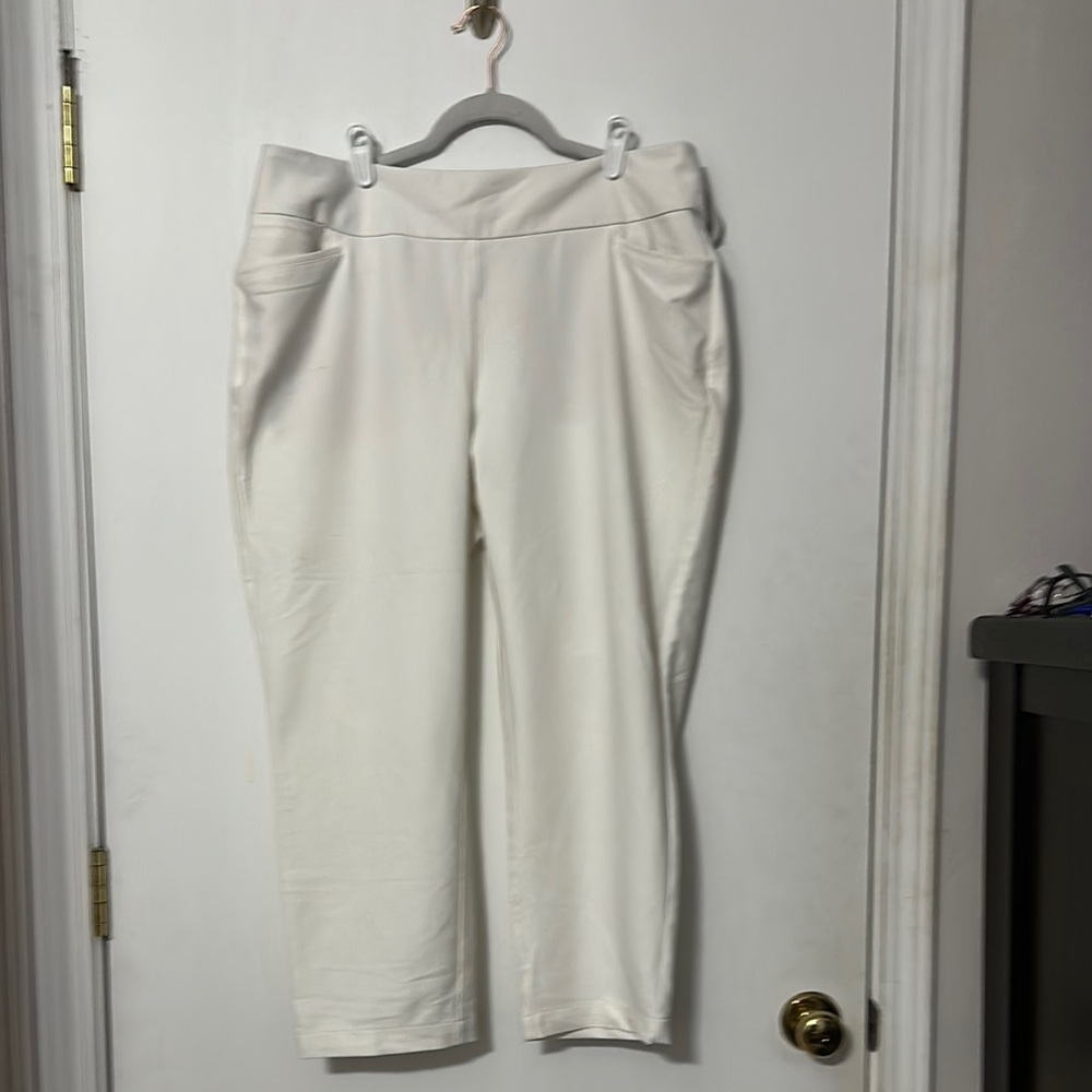 Adidas White Ankle Cropped Golf Pants